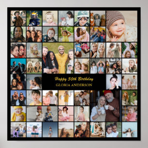 Póster Regalo Personalizado de 50 Fotos en Collage para C