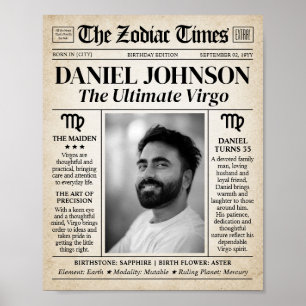 Póster Regalo personalizado de Virgo, periódico de cumple