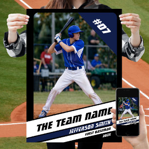 Póster Regalo personalizado para jugador de béisbol negro