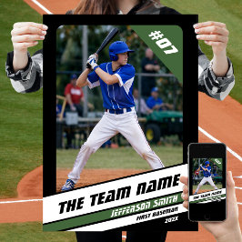 Póster Regalo personalizado para jugador de béisbol negro