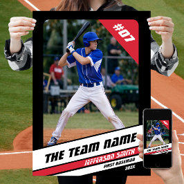 Póster Regalo personalizado para jugador de béisbol negro