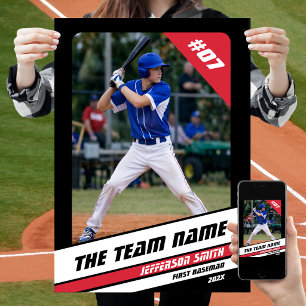 Póster Regalo personalizado para jugador de béisbol negro