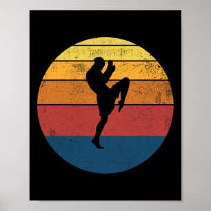 Póster Regalo Retro Vintage de Muay Thai Kickboxing