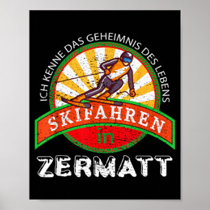 Póster Regalo vintage de esquí para esquiadores de Zermat
