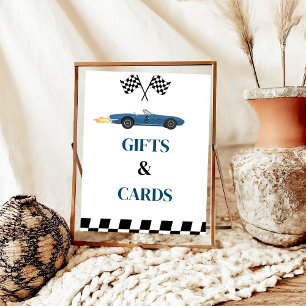 Póster Regalo y tarjeta Race Car Rótulo de fiesta de cump