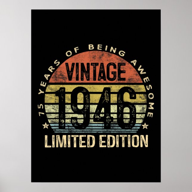 Póster Regalos De 75 Años Vintage 1946 Cumpleaños (Frente)