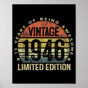 Póster Regalos De 75 Años Vintage 1946 Cumpleaños
