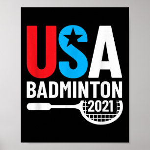 Póster Regalos de bádminton americanos 2021 Usa para bádm