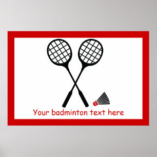 Póster Regalos de bádminton, personalizado de racquet y d