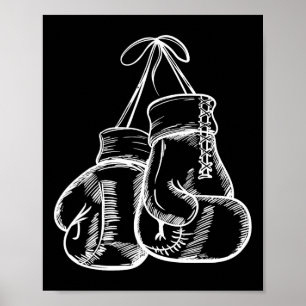 Póster Regalos de boxeador de guantes de boxeo blancos de
