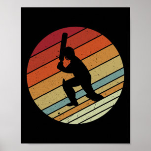 Póster Regalos de críquet deportivo de estilo vintage ret
