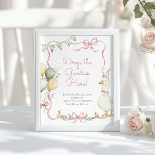 Póster Regalos de cumpleaños de niña tonta de gansa rosa