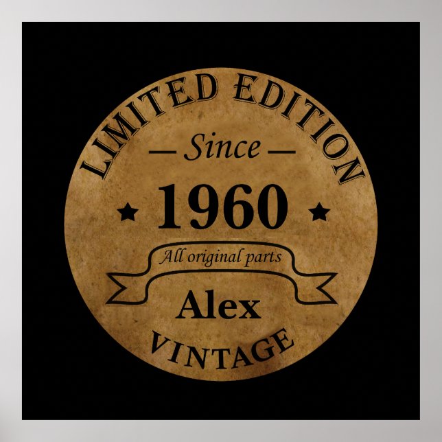Póster Regalos de cumpleaños vintage personalizados (Frente)