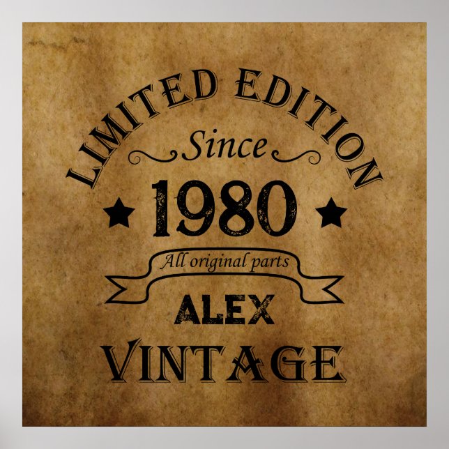 Póster Regalos de cumpleaños vintage personalizados (Frente)