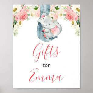 Póster Regalos de elefantes chicas rosas de Rubor para el