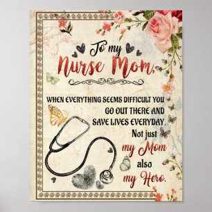 Póster Regalos de enfermera mamá Carta A Mi Enfermera Ma