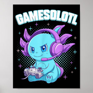 Póster Regalos de Gamesolotl Ajolote Videojugador Kawaii 