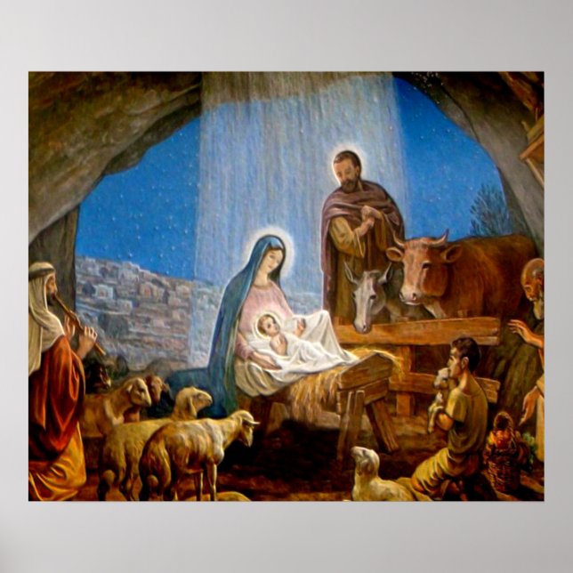 Póster Regalos de la escena de la Natividad para Navidade (Frente)