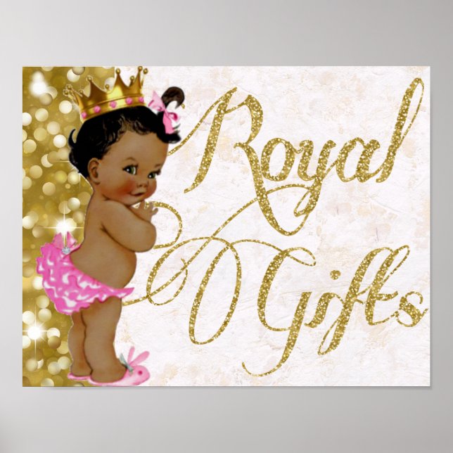 Póster Regalos de la Princesa Africana|Baby Shower|Cumple (Frente)