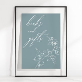 Póster Regalos de libros de Baby Shower florales vintage