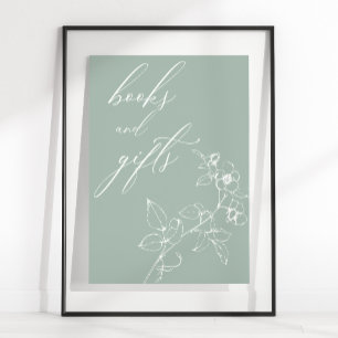 Póster Regalos de libros de Baby Shower florales vintage