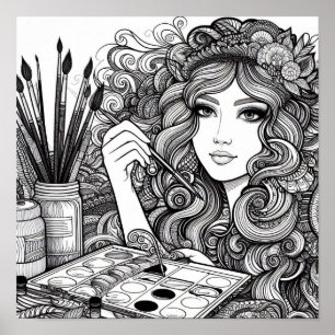 Póster Regalos de libros para colorear - Artista pintor d