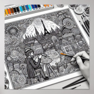 Póster Regalos de libros para colorear - Artista pintor d