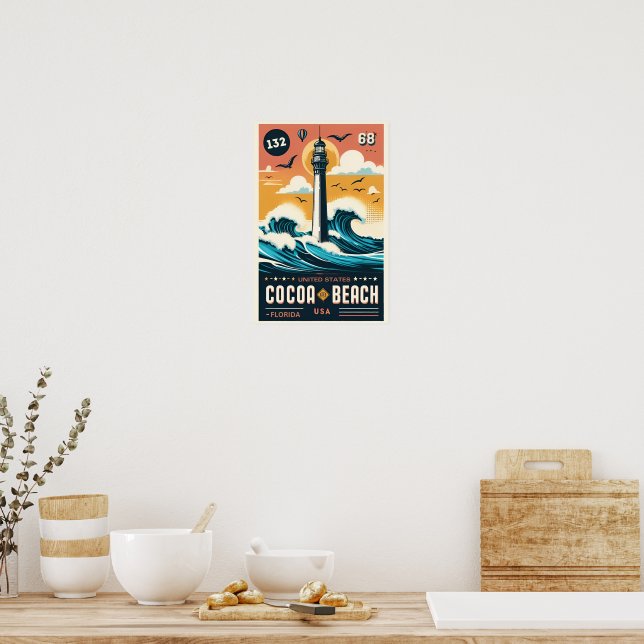 Póster Regalos de línea costera de Cocoa Beach City Flori (Cocina)