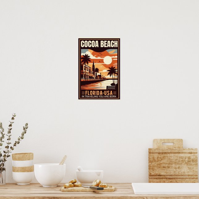 Póster Regalos de línea costera de Cocoa Beach City Flori (Cocina)