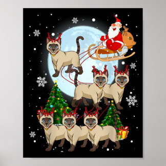 Póster Regalos de Navidad Reno Siamés para Amantes de Gat