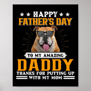 Póster Regalos de papá de Bulldog inglés del Día del Padr