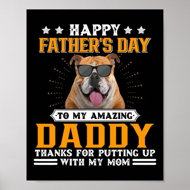 Póster Regalos de papá de Bulldog inglés del Día del Padr (Frente)