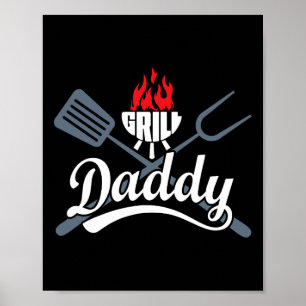 Póster Regalos de parrilla Daddy Bbq Barbecue Hombres Pap