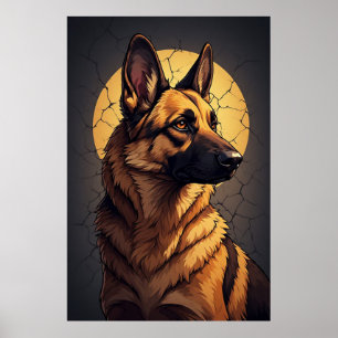Póster 🦴 Regalos de Pastor Alemán para Amantes de Mascot