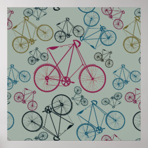 Póster Regalos de patrones de bicicletas de época para ci