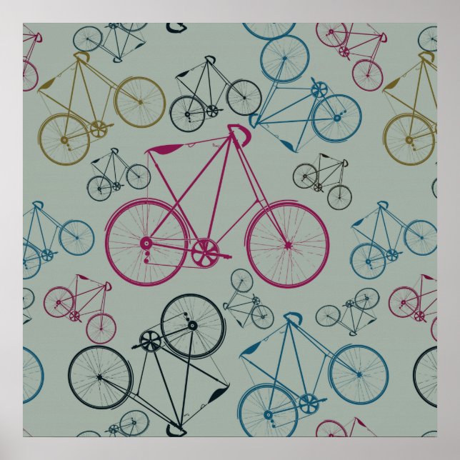 Póster Regalos de patrones de bicicletas de época para ci (Frente)