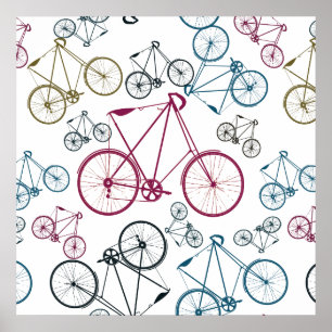 Póster Regalos de patrones de bicicletas de época para ci