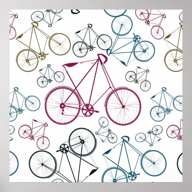 Póster Regalos de patrones de bicicletas de época para ci (Frente)