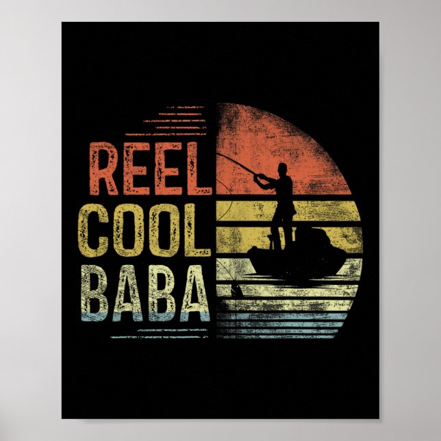 Póster Regalos de pesca para Baba genial Reel cumpleaños  (Frente)