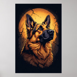 Póster 🐾 Regalos de retrato de perro pastor alemán 🐾