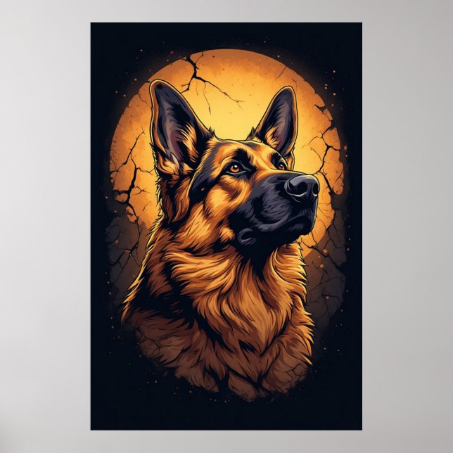 Póster 🐾 Regalos de retrato de perro pastor alemán 🐾 (Frente)