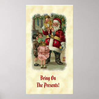 Póster Regalos de Santa Niños Vintage CH405