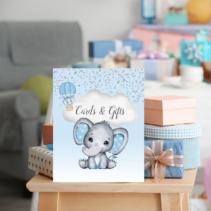 Póster Regalos de tarjetas Baby Shower de elefante con gl