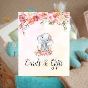 Póster Regalos de tarjetas Baby Shower para elefantes beb