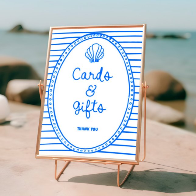Póster Regalos de tarjetas costeras con marco de mano azu (Subido por el creador)
