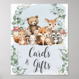 Póster Regalos de tarjetas de Baby Shower para animales d