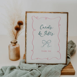 Póster Regalos de tarjetas de ducha de novia con cinta de