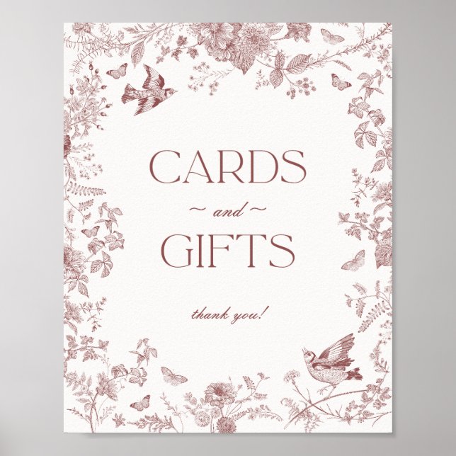 Póster Regalos de tarjetas florales de Burgundy Fall Toil (Frente)