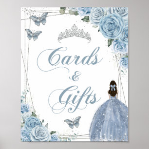 Póster Regalos de Tarjetas Plateadas de la Princesa Azul