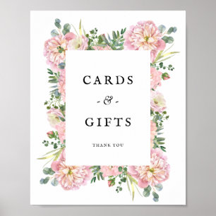 Póster Regalos de tarjetas Rubor Peonies Hydrangea Eucaly
